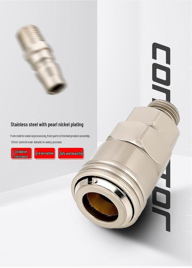 C-type Quick Connect Air Hose Adapter Kit: Self-locking Pneumatic Tool with Male/Female Quick Plug for Air Guns and Compressors.