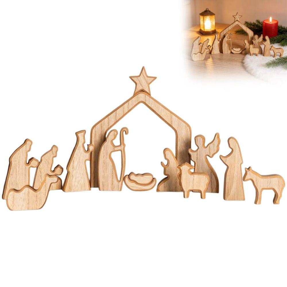 Mini Nativity Scene Decorations Stable Wooden Nativity Scene Set Nativity Scene Table Centerpiece