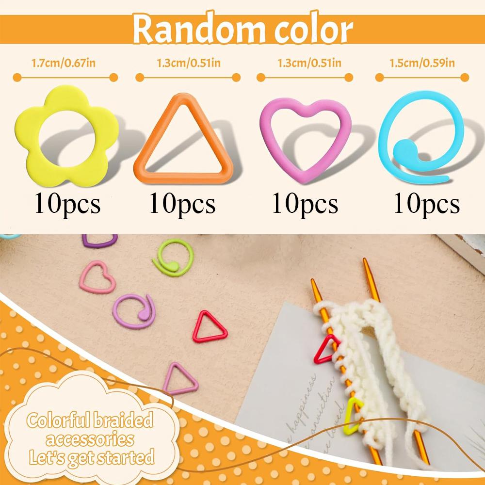 

40PCS Metal Stitch Markers 4 Styles Colorful Crochet Stitch Markers Rings for Crochet Sewing Weaving DIY Craft Knitting Tool