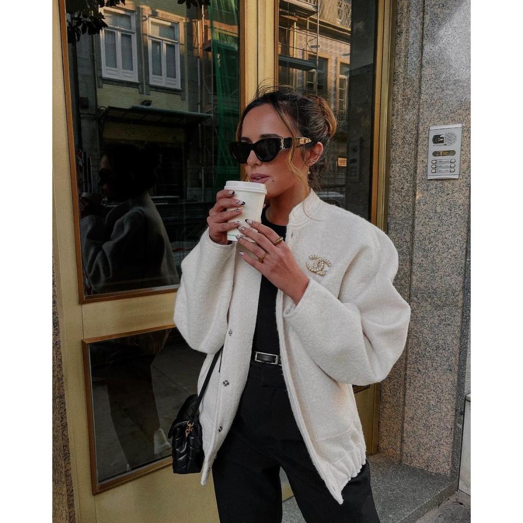 2025 New Women's Casual Color Stand Collar Single Breasted Long Sleeve Coat with Big Pockets Loose Comfortable Outerwear for Europe and America