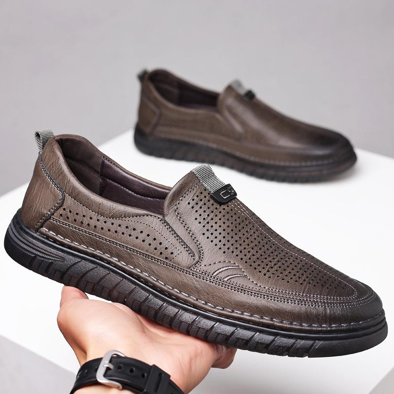 

Summer Breathable Loafers Men Flats Hollow Out Business Mens Casual Shoes Slip-On Leather Mens Driving Shoes Man Moccasins 2026 38