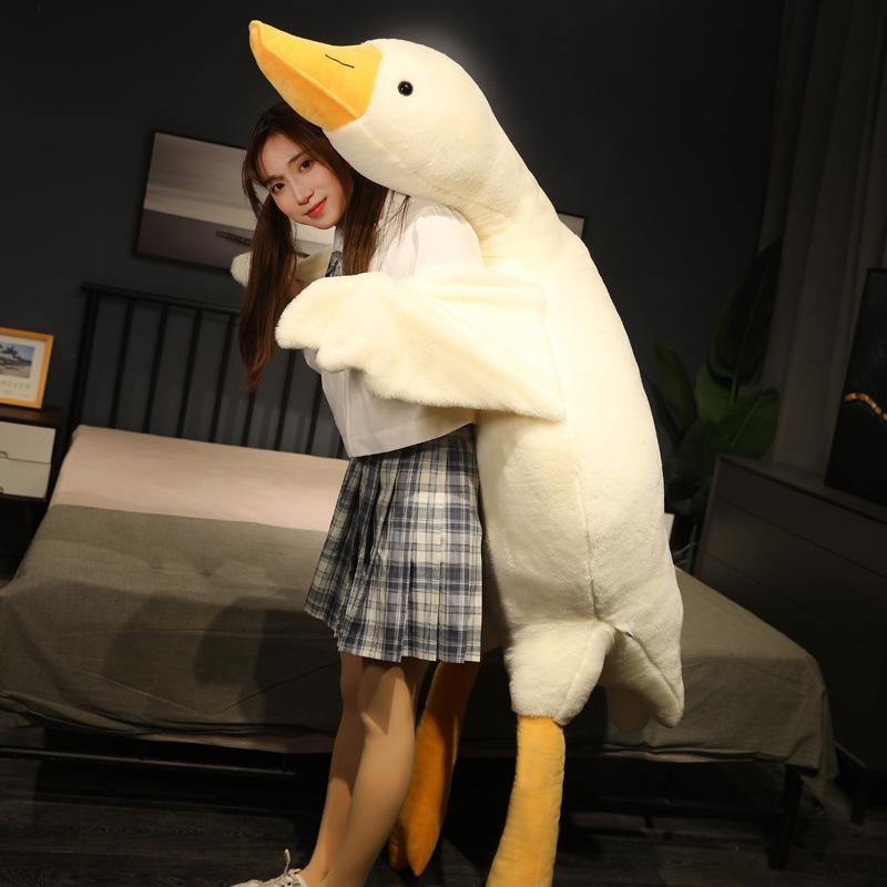 Big White Goose Throw Pillow Plush Toy Big Goose Doll Cloth Doll Bed Pinch Legs Sleeping Doll Birthday Gift Girl