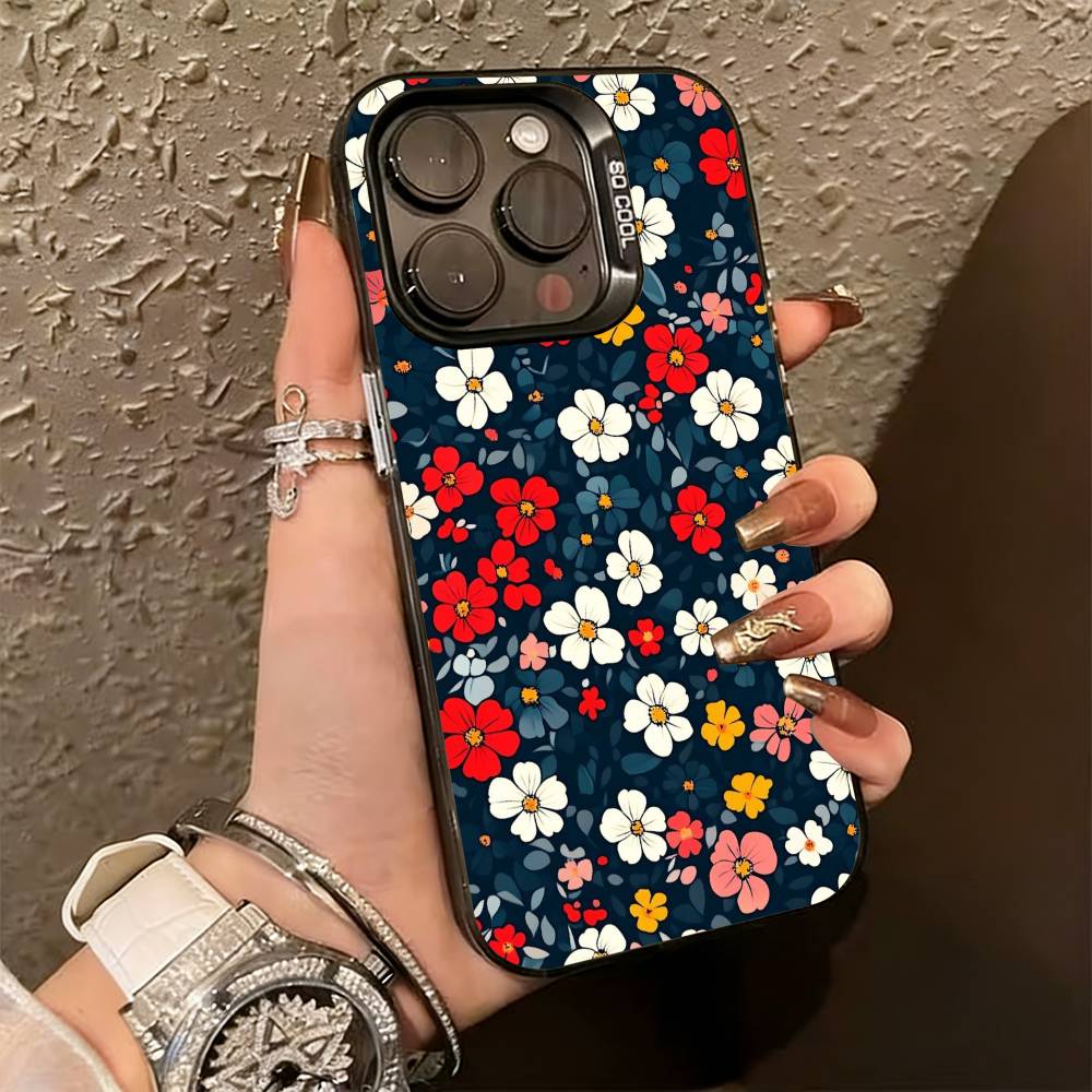 F-flowers Phone Case For iPhone 17,16,15,14,13,12,11 Plus,Pro Max,XS,Colorful Silver Black Cover iPhone14ProMax