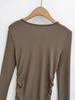 Women's V-Neck Flare Sleeve Slim Dress - Autumn/Winter Two-Way Pleated Short Skirt
