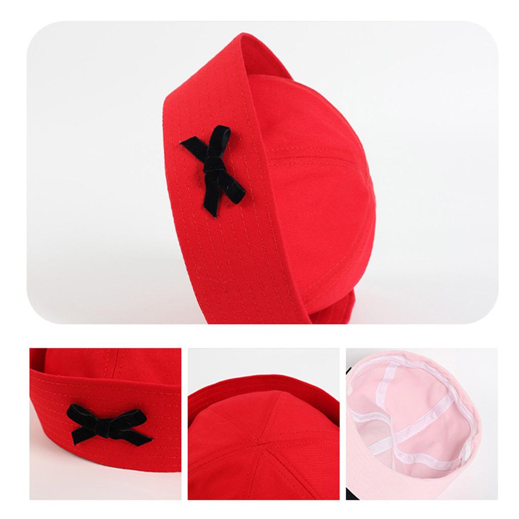 JK Uniform Beret Hat for Women Breathable Sailor Hat Popular Girl Bowknot Domed Hat Subculture Roleplaying Headwear