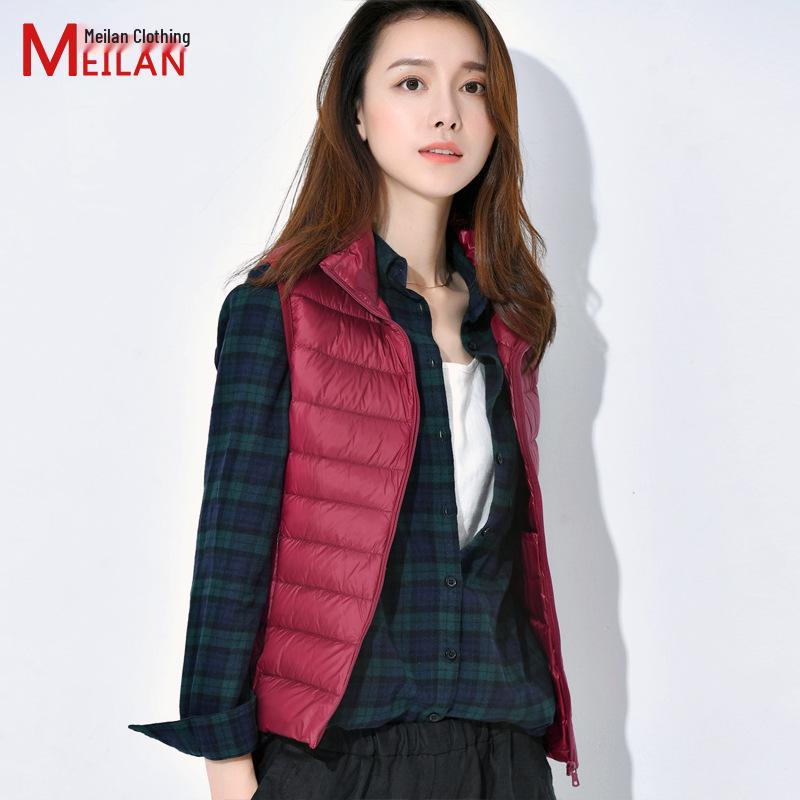 Women's Lightweight Short Down Vest - Sleeveless Winter Outerwear Jacket