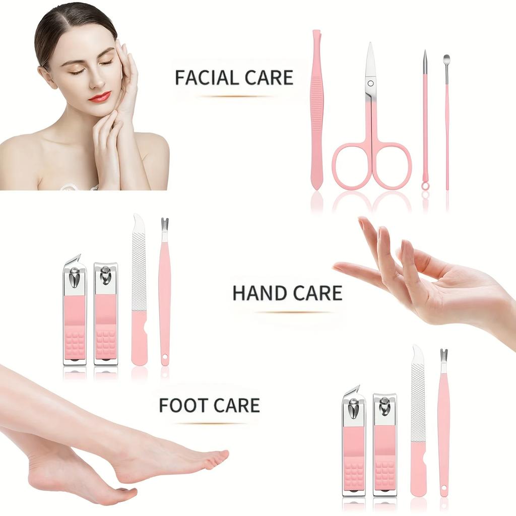 Modern Style 8 pcs Manicure Foot Care Kit Including Nail Clippers and Trimming Tools with Portable Storage Box - Unisex Nail Set