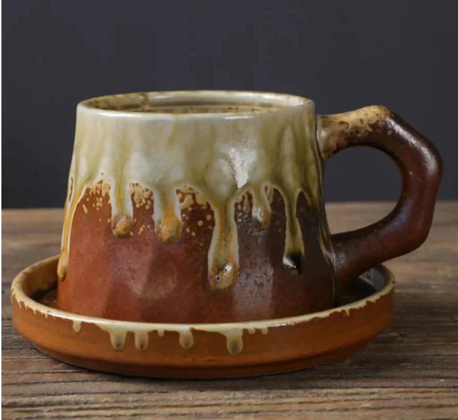 

Retro ceramic coffee cup and saucer set