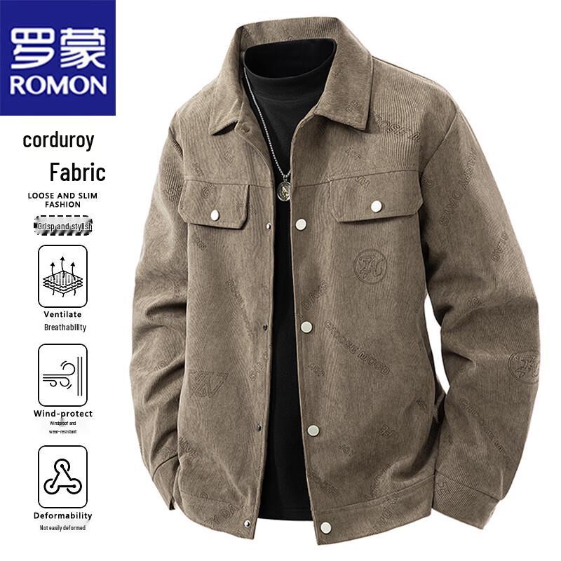 Romon Men's American Retro Corduroy Casual Jacket