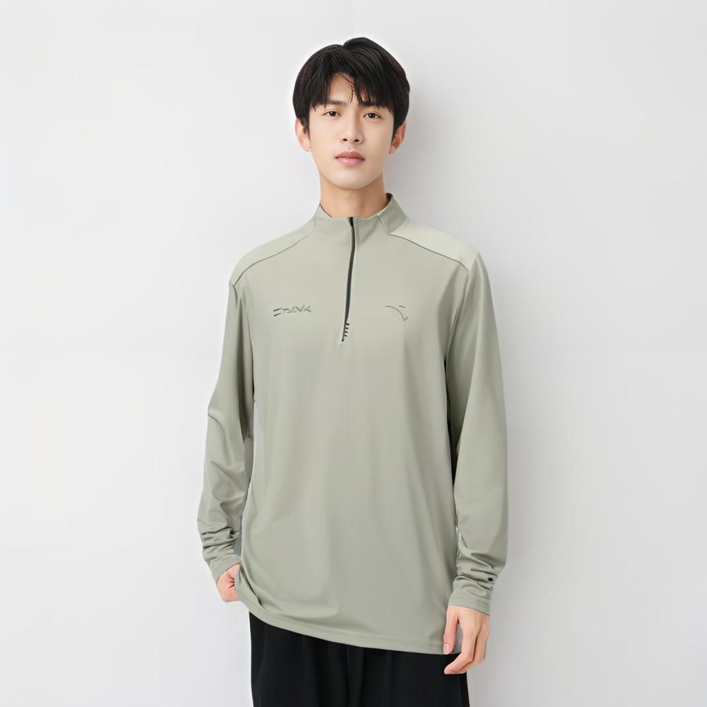 Anta Training Series Sports Elastic Warm Fleece Knitted Top Men Tops Qingluan-Gray 152447410N-2