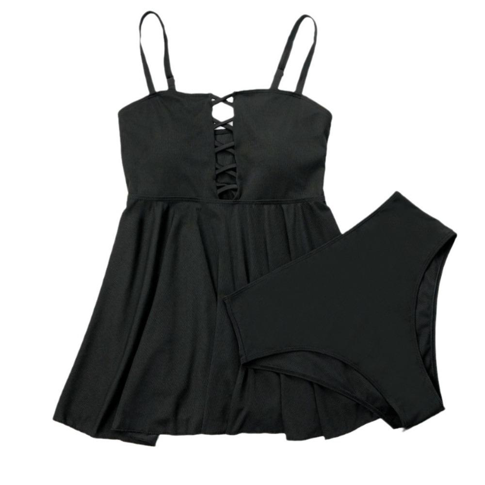 Stor størrelse Sexy ryggløst skjørt Delt badedrakt for kvinner for å gå opp i vekt og øke konservativ hurtigtørkende badedrakt