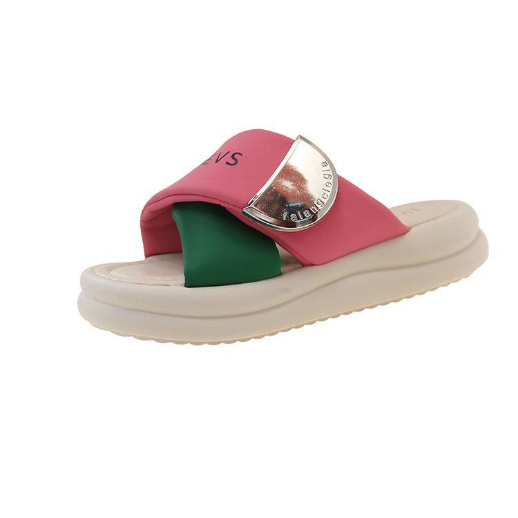 Internet Celebrities Super Hot European Goods Graffiti Thick-soled Beach Slippers Women Wear 2025 Summer New Stepping On Shit Sandals Women