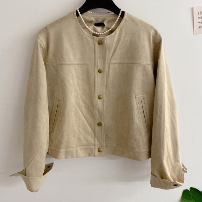 Honey J Women Suede Cut Pocket No Collar Back Banding Jacket 3color