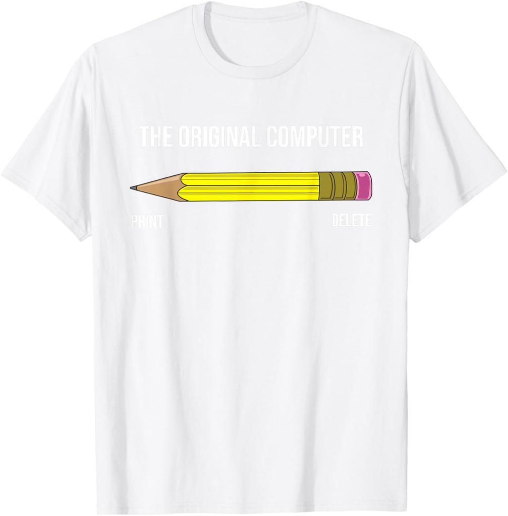 The Original Computer Funny Sarcastic Programmer Pencil Gift TShirt Graphic Tee Shirt Men Casual Short Sleeve