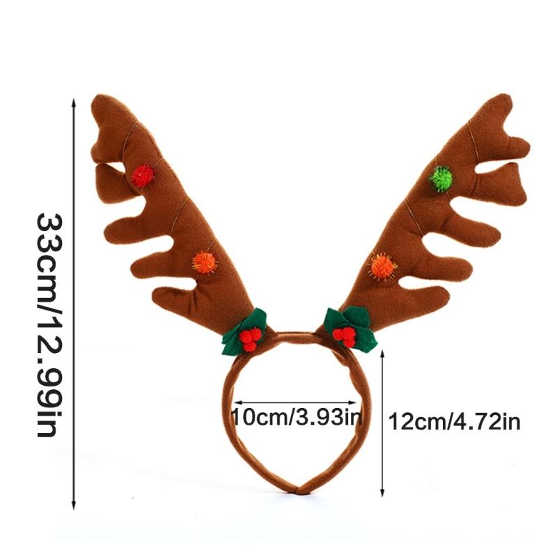 Adjustable Brown Deer Antlers Headpiece Mistletoe Costume Accessory For Adults Kids Seasonal Event