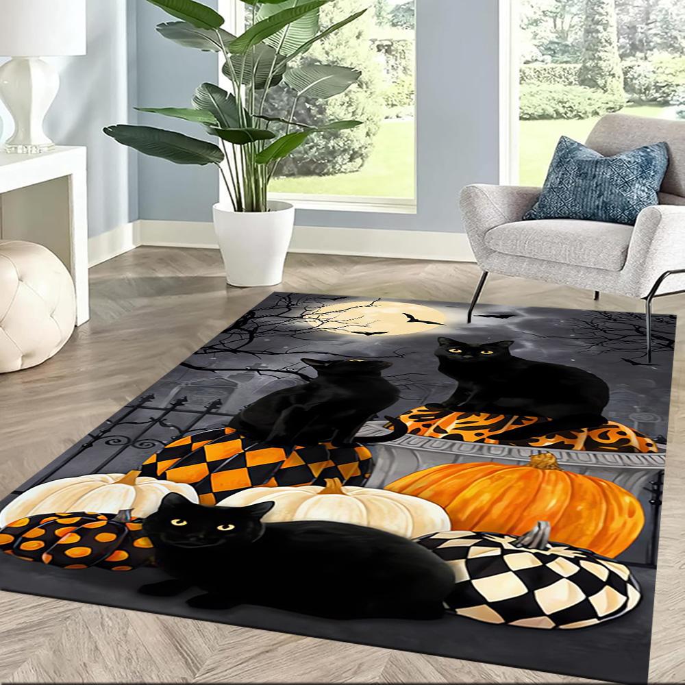 Sugar Skull Pumpkin Art Floor Mats for Living Room, Bedroom and Room Decoration Are Suitable for Gifts.