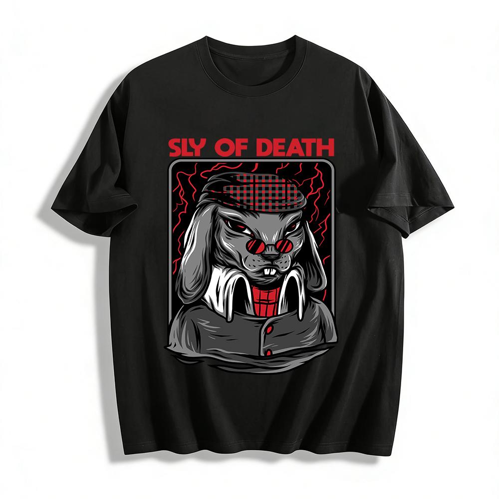 

Sly Of Death Темный Стиль Принт Кролика Крутая Уличная Одежда Унисекс Футболка Хлопковая Футболка XXS
