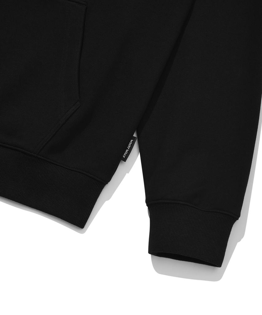 Wacky Willy Basic Wacky Typographic Logo Zip-Up Hoodie Black