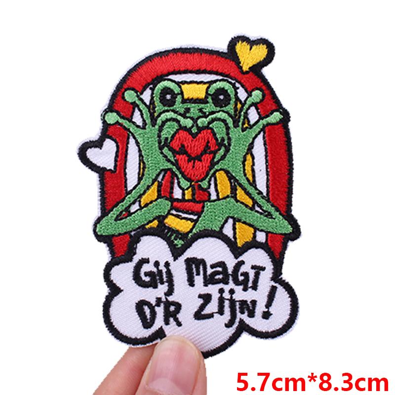 Netherland Oeteldonk Emblem Frog Patch Embroidered Patches Carnival For Netherland Embroidery Iron On Patches Jacket Diy Gifts
