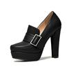 Fashion Round Toe High Heel Belt Buckle Women Single Shoes 2024 New Black Brown Spring  Autumn Waterproof Platform High Heels Size 34-43