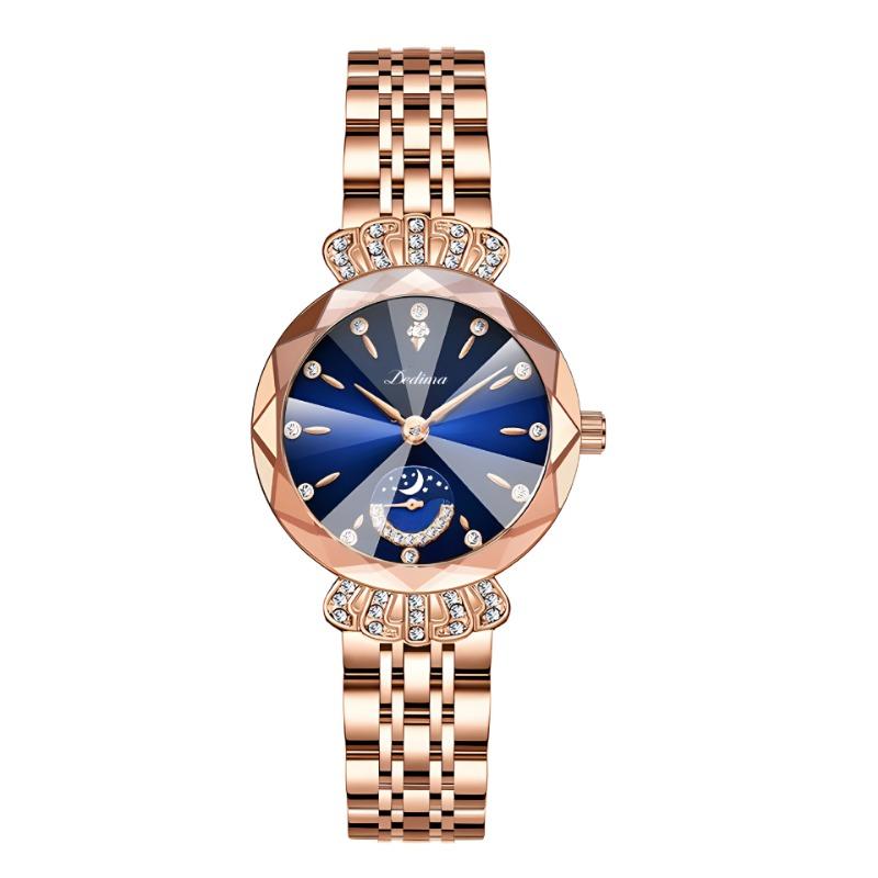 Top Brand New Women's Diamond-encrusted Waterproof Steel Band Watch Business Casual Light Luxury Butterfly Buckle Women's Watch