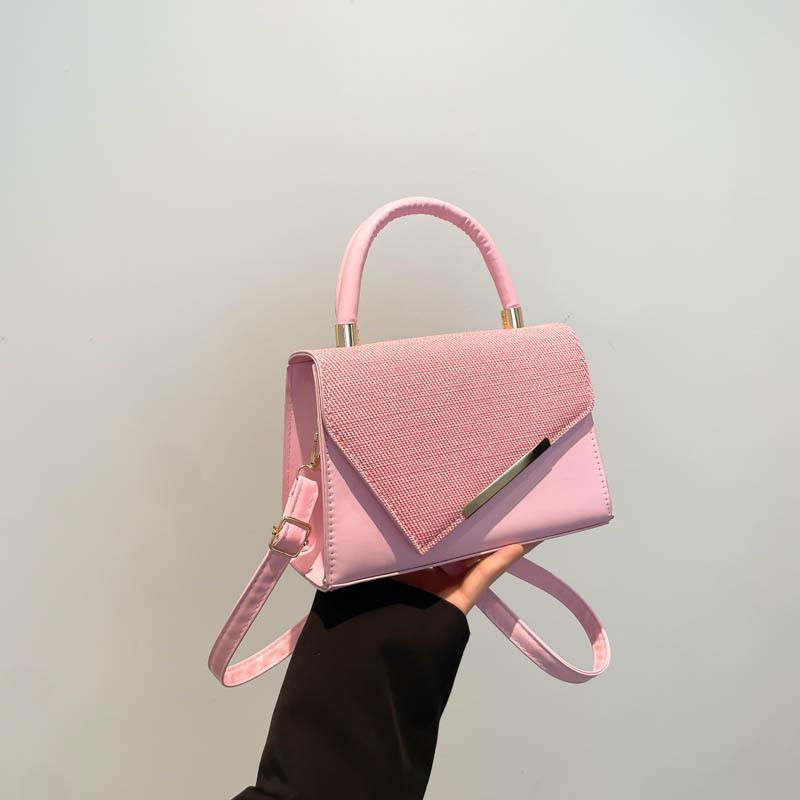 Luxury Light Splicing Contrasting Color Crossbody Bag With Buckle Magnetic