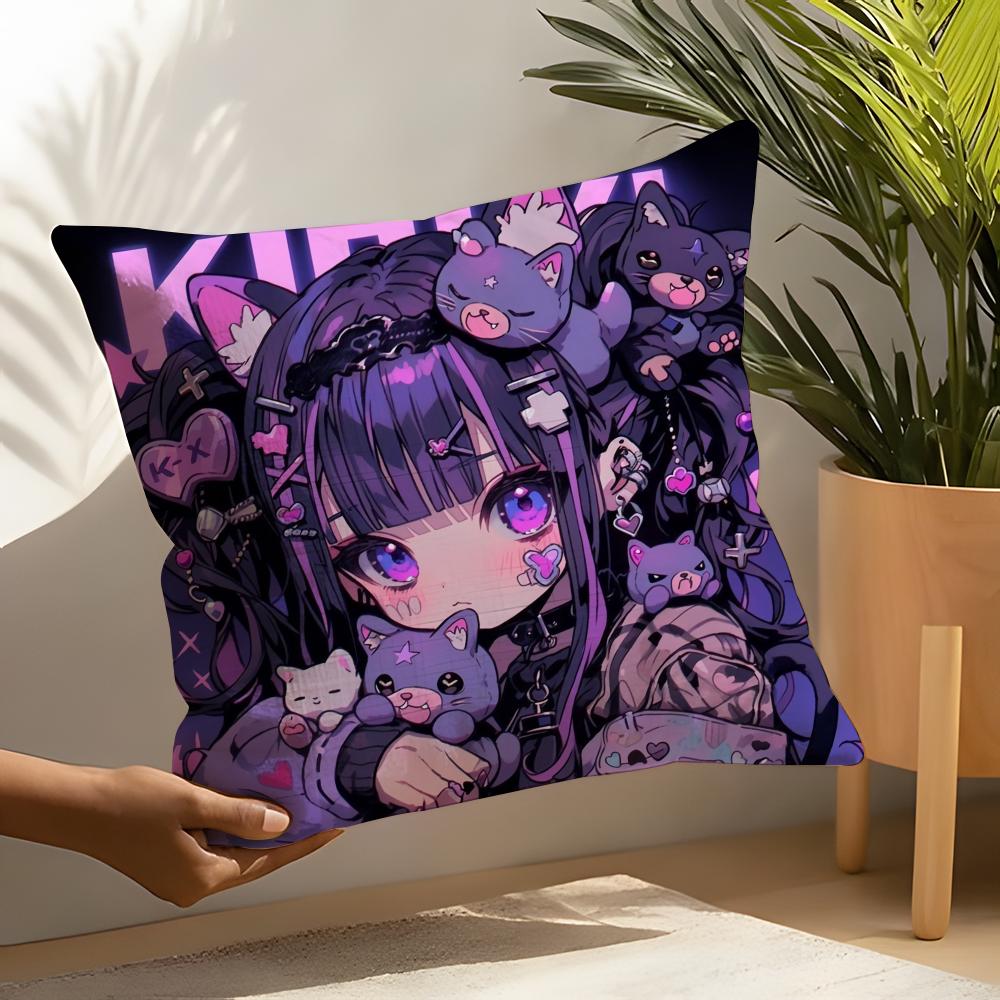Kawaii Anime Hololive Gawr Gura Pillow Case Linen Cushion Covers For Decorative Sofa Home Pillows Case Car Chair Pillows Cases