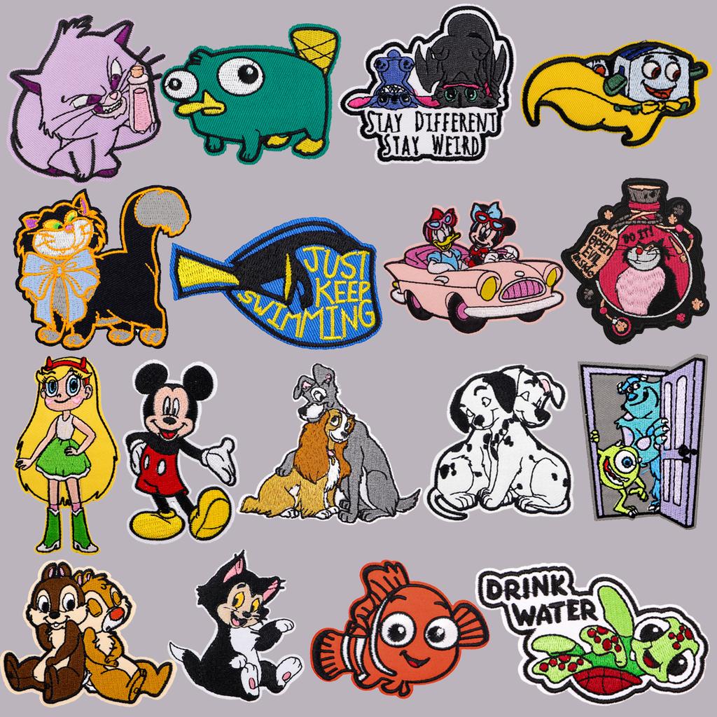 Cute Stitch Patches On Clothes Cartoon Black Cat Embroidered Patches Dogs Badges Iron On Patch DIY Clothing Accessories