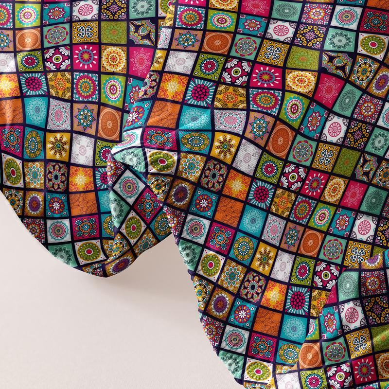 1 Cearșaf de pat mat cu model boem, Cuvertură de pat imprimată pentru dormitor, Lenjerie de pat (Excluzând fetele de pernă)