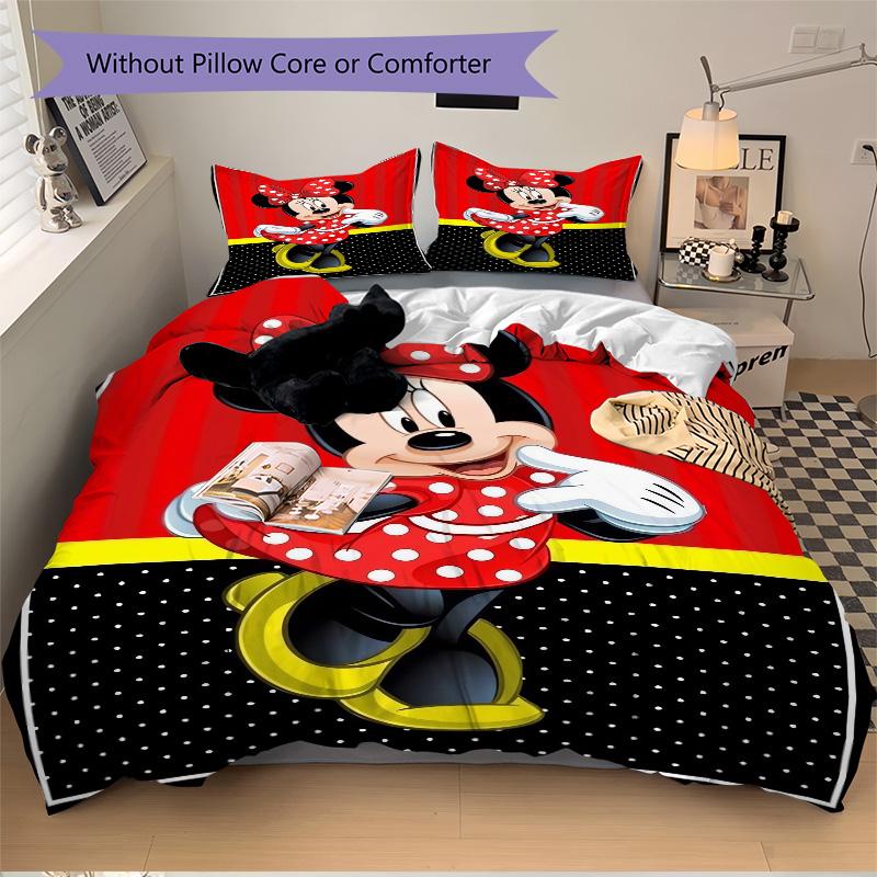 Minnie Mouse Celebration Print 3Pcs Bedding Setduvet Cover With 2 Bedropillowcase Home Birthday Gift