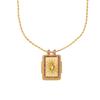 18K Gold-Plated Enamel Tarot Card Flower Pendant Necklace