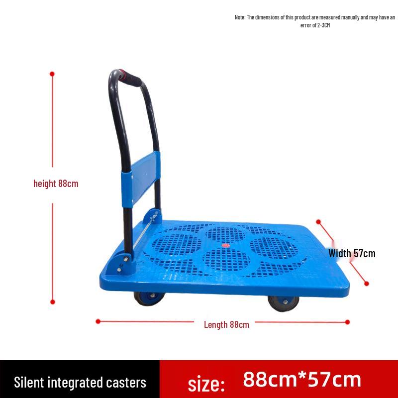 Compact Folding Hand Truck: Silent Flatbed Trolley & Cart