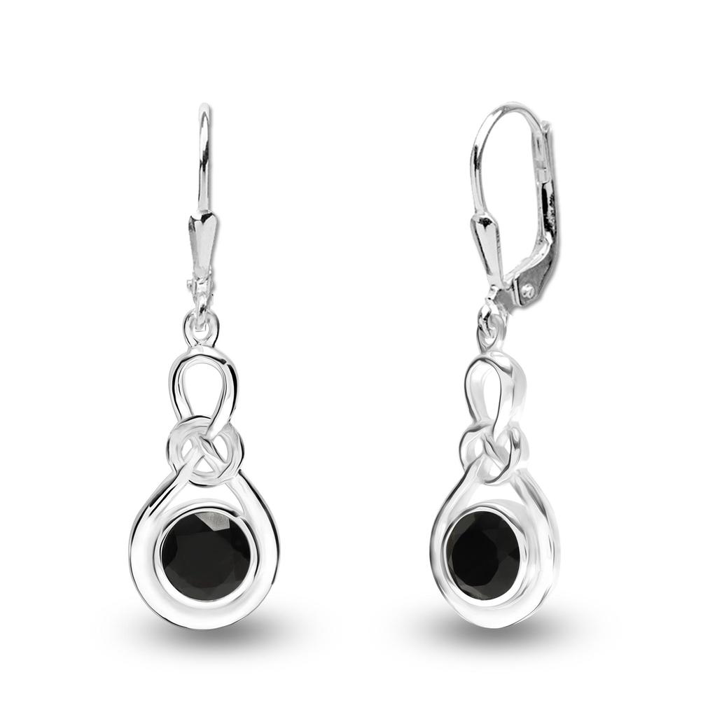 LeCalla S925 Sterling Sliver Jewelry Leverback Infinity Birthstone Earrings for Women (6 MM Black Onyx)