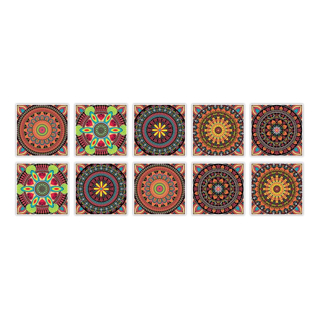 10-Pack European Style Floral Tile Wall Stickers for Living Room and Bathroom - Self-Adhesive PVC Crystal Film