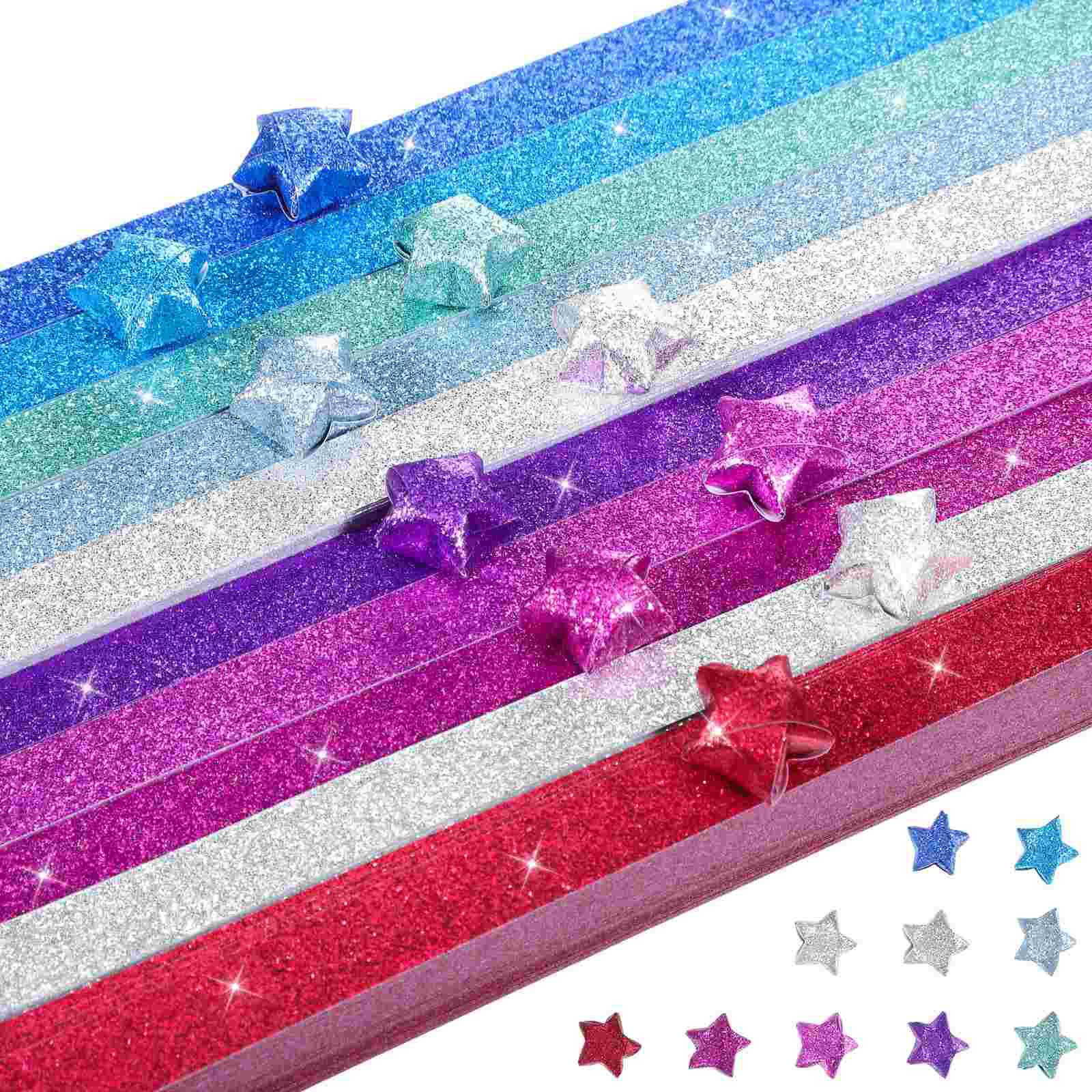 1040Pcs Glitter Star Paper Strips Diy Craft Supplies Decorative Party Paper Strips  Glitter Origami Paper Stars For Holiday Gift