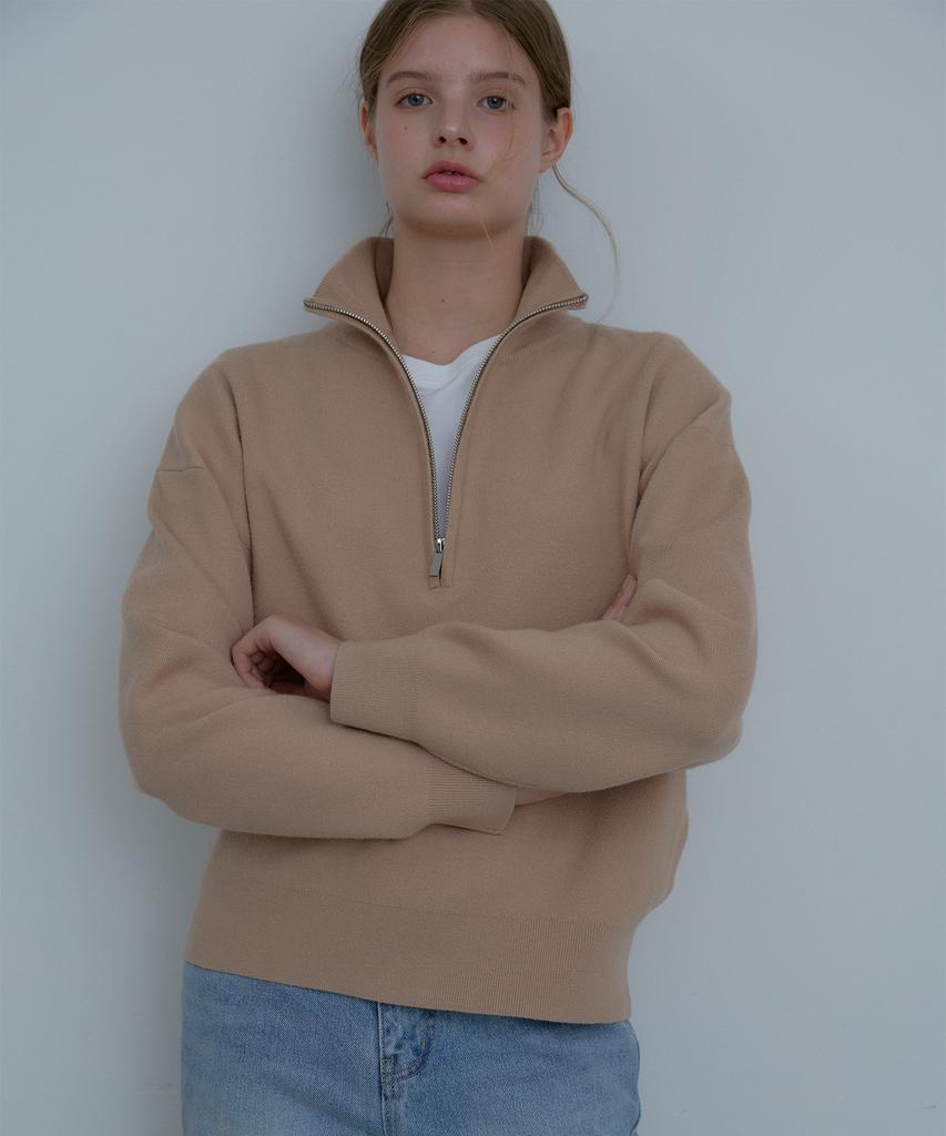 SIKOMA Cmk07 Beige Half Zip Knit
