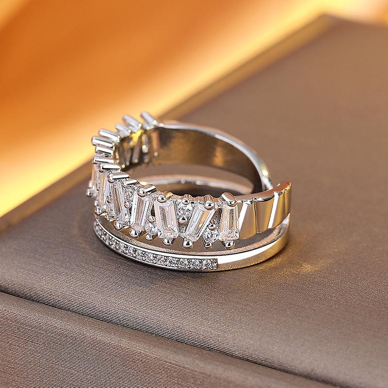 Irregular Double Layer Open Ring for Women - Stylish, Niche Design with Light Luxury and Personality for Index Finger