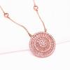 Purple Gold Pure Zircon Round Brand Pendant Rose Gold Plated Fashion Trend Necklace Collarbone Chain