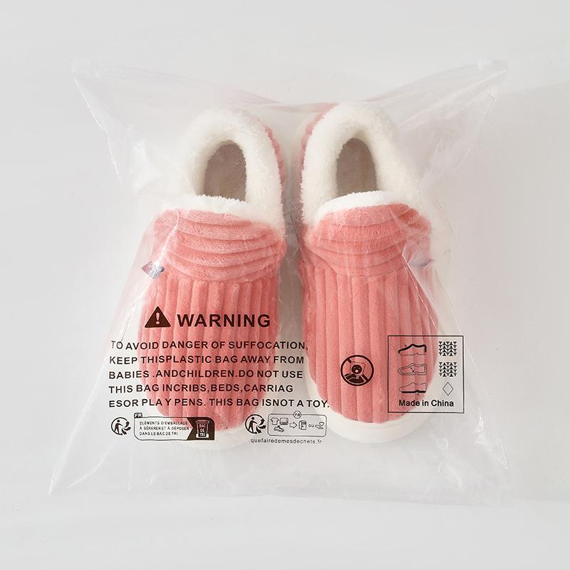 Cross-Border Heeled Winter Cotton Shoes with Plush, Thick-Sole for Indoor Use - Warm for Women & Men