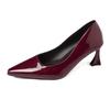 Fashion French Black Heels Fashion 2025 Sexy New Pointed Toe Patent Leather Single
