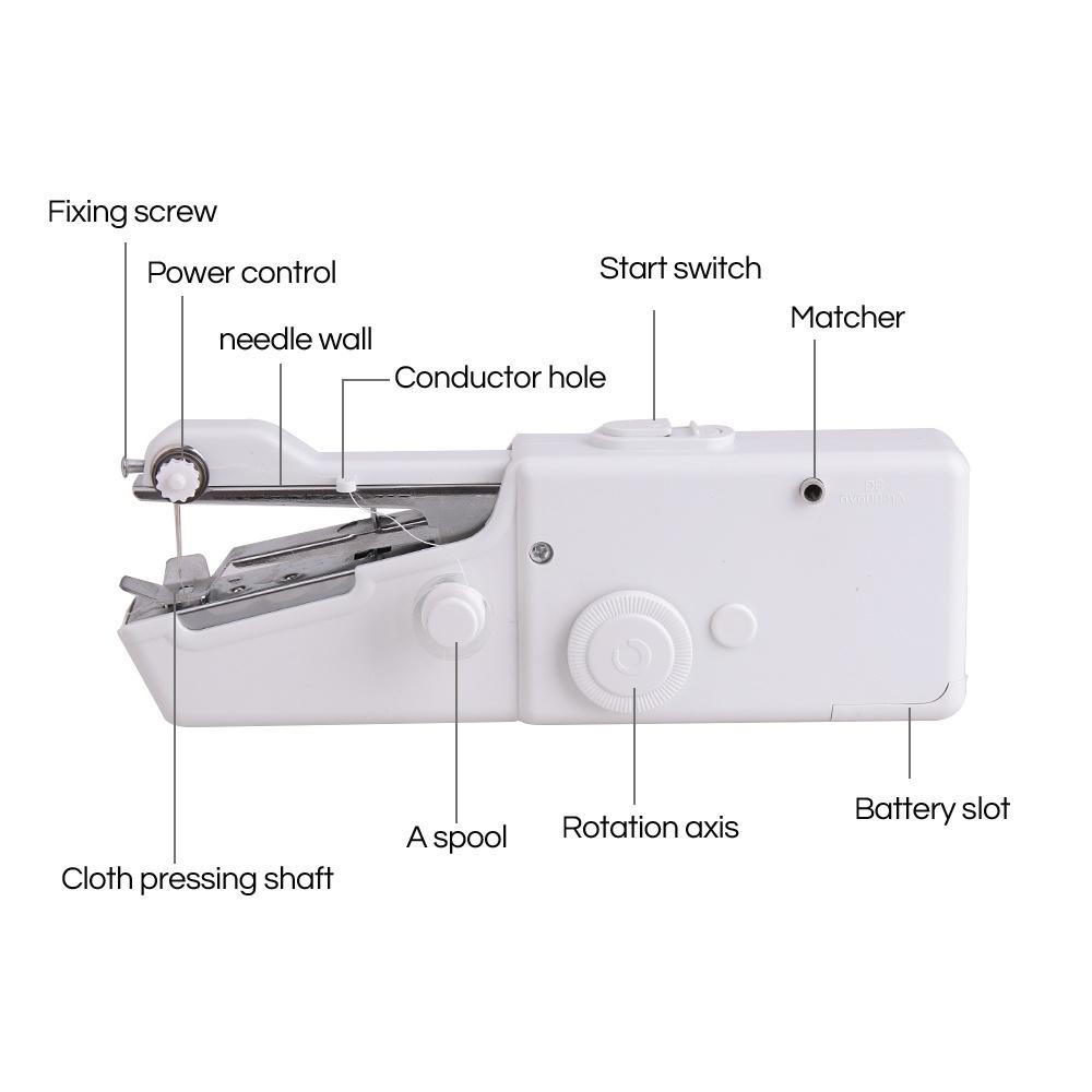 Handnähmaschine, Mini tragbare elektrische Nähmaschine für Erwachsene, schnelles Nähen, geeignet für Kleidung, kleine Hand, Stoff, Heimwerken, Reisen, Weiß