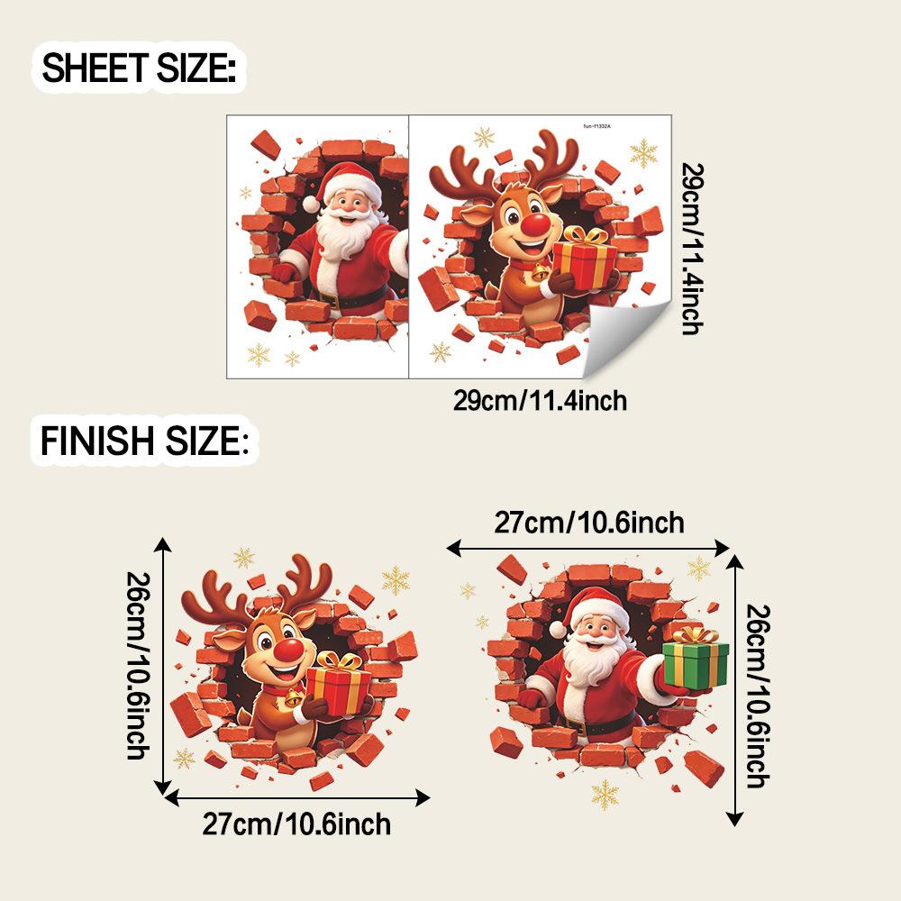 Creative Hole Christmas Santa Reindeer Bathroom Toilet Room Decoration Wall Sticker