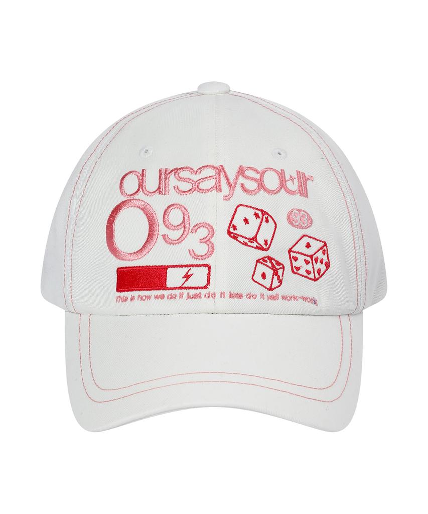Awoseiawo Dice 93 Stitch Logo Color Block Ball Cap Ivory