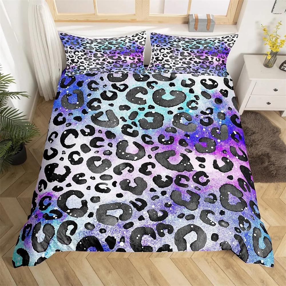 Bamboo Fiber Luxury Comforter Cover Gold Leopard Print Bedding Set Duvet Cover + Pillowcases 15 Colors Bed Spread Set Complete