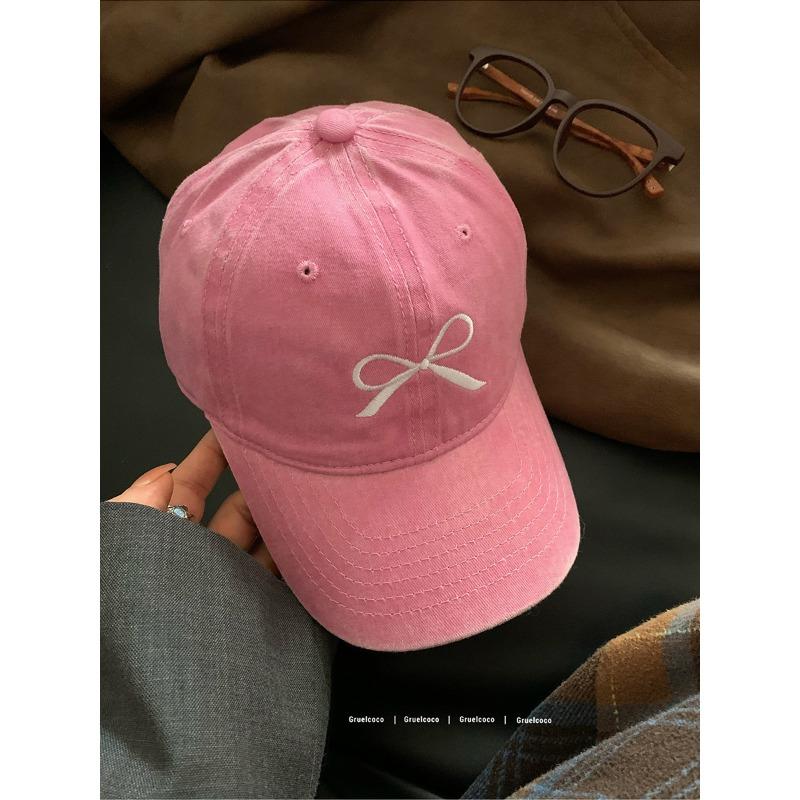 

Ретро моющаяся бейсболка с вышивкой старого банта для женщин Новый весенний стиль Широкие поля Закрывающая лицо бейсболка Adjustable