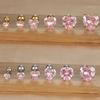 1 Adet Sade Pembe Zirkon Kalp Küçük Küpe Moda Minik Paslanmaz Çelik Charm Helix Kıkırdak Piercing Takı