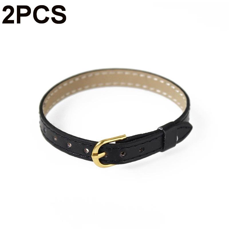 [JN] 2PCS Pet Collar DIY Accessories New Dollhouse 8mm PU Leather Bracelet For Slide Charms Wristband Women