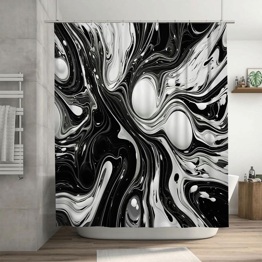 Black White Modern Shower Curtain Plastic Waterproof Bathtub Decoration Home Bathroom Decor