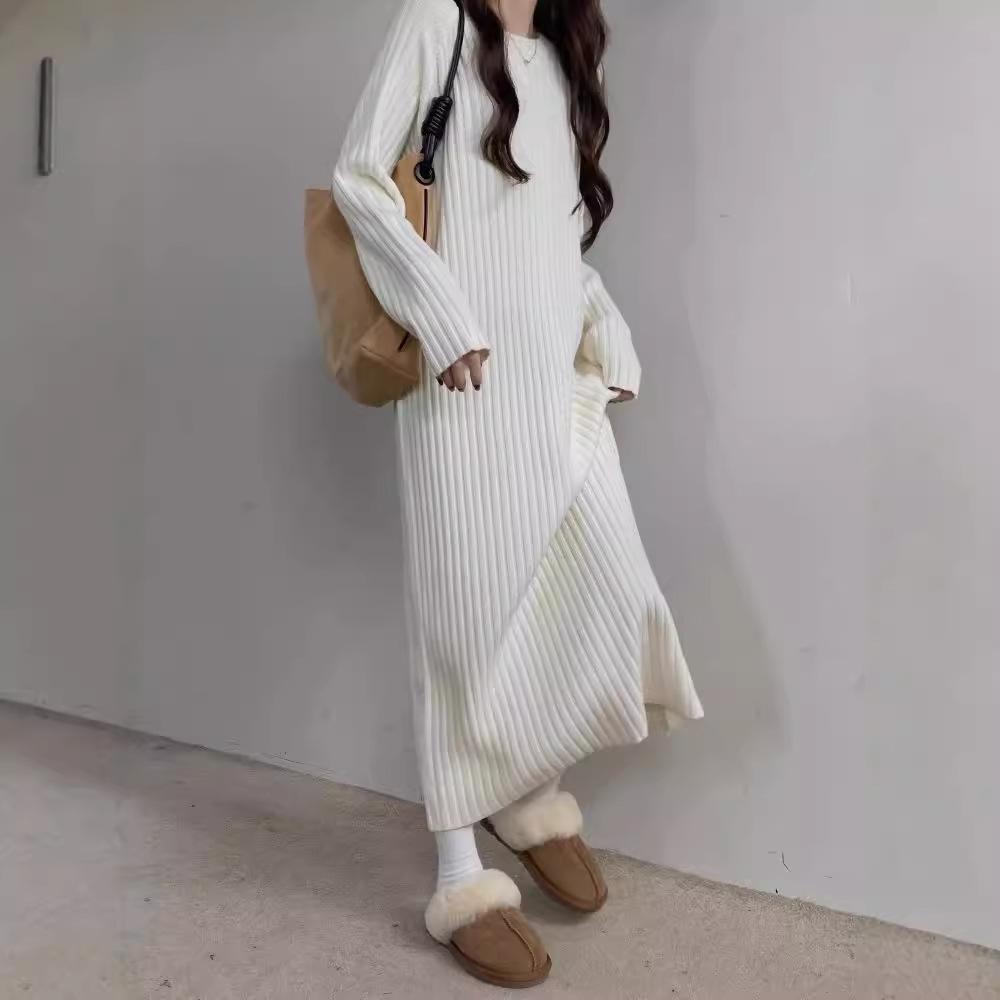 Fat Mm Large Size Women's Clothing New Spring and Autumn Lazy Wind Long Dress with Coat Knee Bottom Skirt