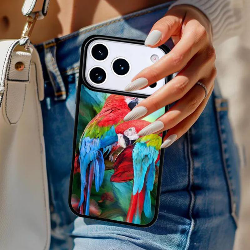 Animal Parrot Birds Phone Case For iPhone 17 Air 14 15 13 12 Max Cover For Apple 14 15 16 16e 11 Pro Max Plus Coque
